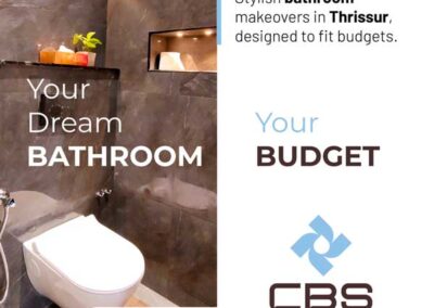 Social media post design for CBS Bathrooms, Thrissur by Minds (@way2minds), created in September 2025, showcasing creative branding and digital marketing visuals in Thrissur, Kerala.