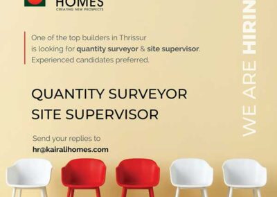 Social media post design for Kairali Homes, Thrissur by Minds (@way2minds), created in October 2025, showcasing creative branding and digital marketing visuals in Thrissur, Kerala.
