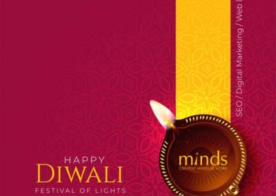 Diwali Social media post design for Minds (@way2minds), created in October 2025, showcasing creative branding and digital marketing visuals in Thrissur, Kerala.